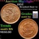 ***Auction Highlight*** 1852 Braided Hair Large Cent 1c Graded ms65 bn By SEGS (fc)