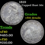 1819 Capped Bust Half Dollar 50c Grades vf details