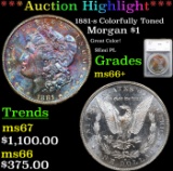 ***Auction Highlight*** 1881-s Morgan Dollar Colorfully Toned $1 Grades GEM++ Unc By SEGS (fc)