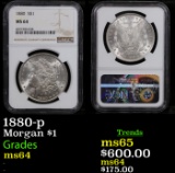 NGC 1880-p Morgan Dollar $1 Graded ms64 By NGC