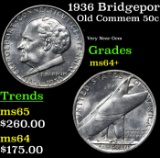 1936 Bridgeport Old Commem Half Dollar 50c Grades Choice+ Unc