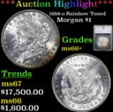 ***Auction Highlight*** 1888-o Morgan Dollar Rainbow Toned $1 Graded ms66+ By SEGS (fc)