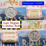 ***Auction Highlight*** Old Casino 50c Roll $10 Halves Las Golden Nugget 1955 Franklin & 1944 Walker