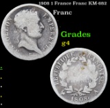 1808 1 France Franc KM-682 Grades g, good