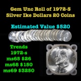 Full Roll Gem Unc 1972-s Silver Eisenhower 'Ike' Dollars. 20 Coins total.