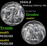 1944-d Walking Liberty Half Dollar 50c Grades Choice+ Unc