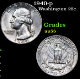 1940-p Washington Quarter 25c Grades Choice AU