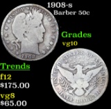 1908-s Barber Half Dollars 50c Grades vg+