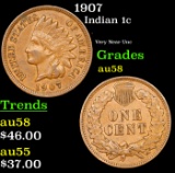 1907 Indian Cent 1c Grades Choice AU/BU Slider