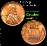 1935-p Lincoln Cent 1c Grades GEM Unc RB