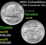 1893 Columbian Old Commem Half Dollar 50c Grades Choice AU/BU Slider