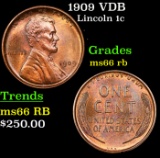 1909 VDB Lincoln Cent 1c Grades GEM+ Unc RB