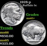 1928-p Buffalo Nickel 5c Grades GEM+ Unc