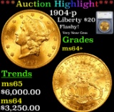 ***Auction Highlight*** 1904-p Gold Liberty Double Eagle $20 Graded ms64+ By SEGS (fc)