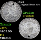 1822 Capped Bust Half Dollar 50c Grades vf details