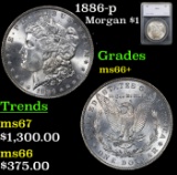1886-p Morgan Dollar $1 Graded ms66+ By SEGS