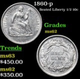 1860-p Seated Liberty Half Dime 1/2 10c Grades Select Unc