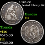 1875-cc Twenty Cent Piece 20c Grades f+