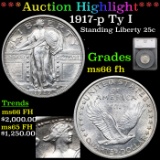 ***Auction Highlight*** 1917-p Ty I Standing Liberty Quarter 25c Graded ms66 fh By SEGS (fc)