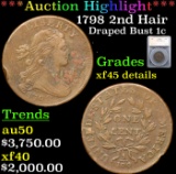 ***Auction Highlight*** 1798 2nd Hair Draped Bust Large Cent 1c Graded xf45 details By SEGS (fc)