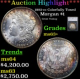 ***Auction Highlight*** 1892-cc Morgan Dollar Colorfully Toned $1 Graded ms63+ By SEGS (fc)