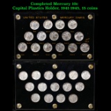 Completed Mercury 10c Capital Plastics Holder, 1941-1945, 15 coins