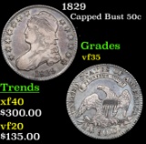 1829 Capped Bust Half Dollar LITPA 50c Grades vf++