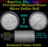 ***Auction Highlight*** Full Circ Mixed Morgan/Peace First Financial silver dollar roll, 20 coin 189
