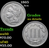 1865 Three Cent Copper Nickel 3cn Grades AU Details