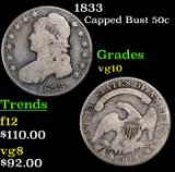 1833 Capped Bust Half Dollar 50c Grades vg+