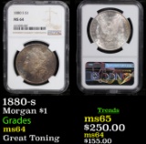 NGC 1880-s Morgan Dollar $1 Graded ms64 By NGC