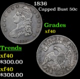 1836 Capped Bust Half Dollar 50c Grades xf