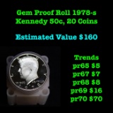 Full roll of Proof 1978-s Clad Kennedy 50c, 20 Coins total Kennedy Half Dollar 50c