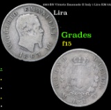 1863-BN Vittorio Emanuele II Italy 1 Lira KM-5A Grades f+