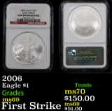 NGC 2006 Silver Eagle Dollar $1 Graded ms69 By NGC