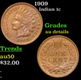 1909 Indian Cent 1c Grades AU Details