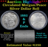 ***Auction Highlight*** Full Circ Mixed Morgan/Peace First Financial silver dollar roll, 20 coin 188