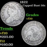 1822 Capped Bust Half Dollar 50c Grades vf, very fine