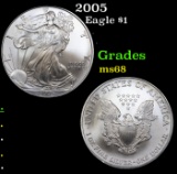 2005 Silver Eagle Dollar $1 Grades GEM+++ Unc