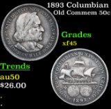 1893 Columbian Old Commem Half Dollar 50c Grades xf+