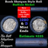 Buffalo Nickel Shotgun Roll in Old Bank Style 'Bell Telephone'  Wrapper 1920 & d Mint Ends