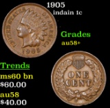 1905 Indian Cent 1c Grades Choice AU/BU Slider+