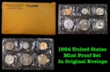 1964 United States Mint Proof Set In Original Evelope
