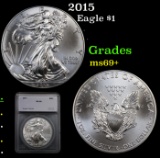 2015 Silver Eagle Dollar $1 Graded ms69+ By SEGS