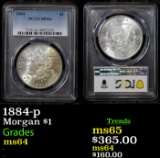 PCGS 1884-p Morgan Dollar $1 Graded ms64 By PCGS