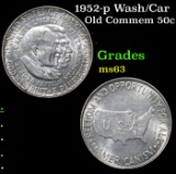 1952-p Wash/Car Old Commem Half Dollar 50c Grades Select Unc