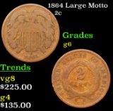 1864 Large Motto Two Cent Piece 2c Grades g+