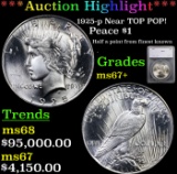 ***Auction Highlight*** 1925-p Peace Dollar Near TOP POP! $1 Graded ms67+ By SEGS (fc)