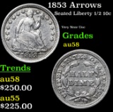 1853 Arrows Seated Liberty Half Dime 1/2 10c Grades Choice AU/BU Slider