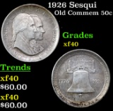 1926 Sesqui Old Commem Half Dollar 50c Grades xf